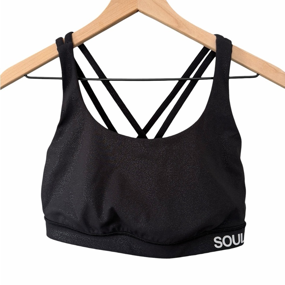 Lululemon SoulCycle Energy Bra Shine – Strappy Black Sports Bra – Sz 8